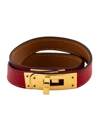 Pre-owned Hermes Leather Kelly Double Tour Wrap Bracelet In Multi