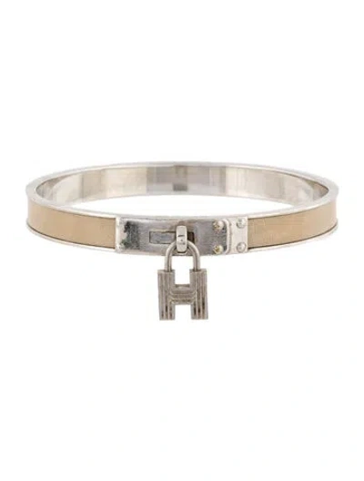 Pre-owned Hermes Leather Kelly H Lock Cadena Bracelet, 7.5" In Neutral