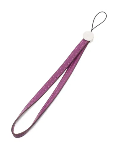 Pre-owned Hermes Leather Keyring In Purple
