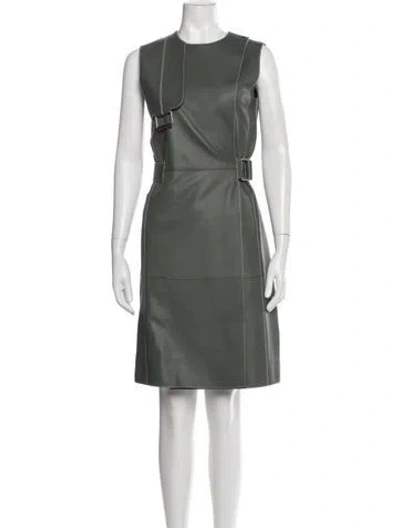 Pre-owned Hermes Leather Knee-length Dress In Gray