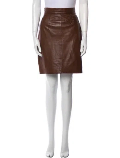 Pre-owned Hermes Leather Knee-length Skirt In Neutral