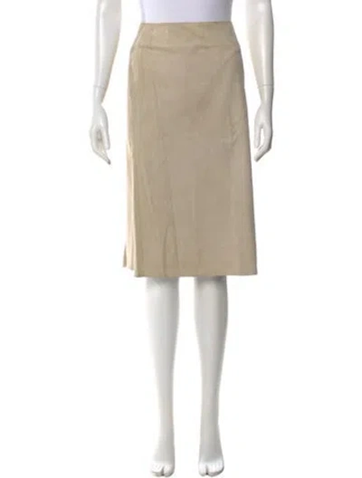 Pre-owned Hermes Leather Knee-length Skirt In Neutral
