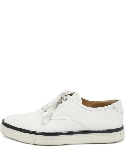 Pre-owned Hermes Leather Lace-up Sneakers In White