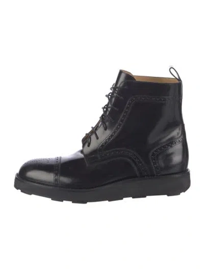 Pre-owned Hermes Leather Lace-up Boots In Black