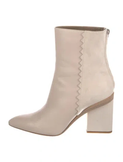 Pre-owned Hermes Leather Lasercut Accents Boots In Neutral