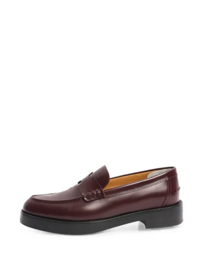 Pre-owned Hermes Leather Loafers In Red