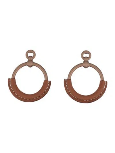 Pre-owned Hermes Leather Loop Drop Earrings In Multicolor