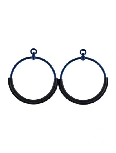 Pre-owned Hermes Leather Loop Earrings In Multi
