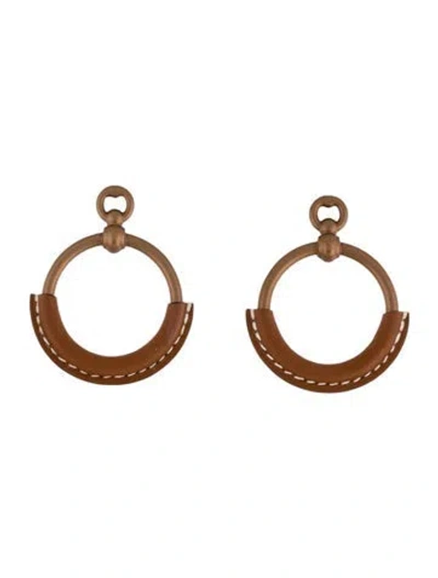 Pre-owned Hermes Leather Loop Earrings In Multicolor