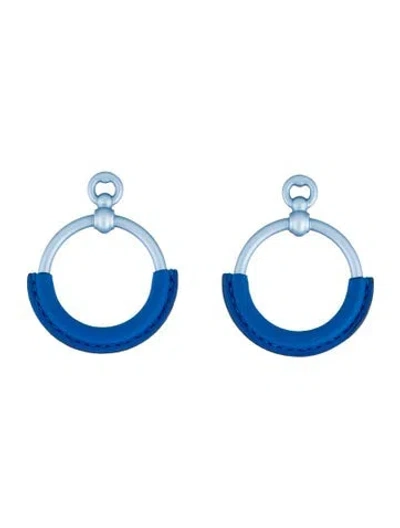 Pre-owned Hermes Leather Loop Hoop Earrings In Multi