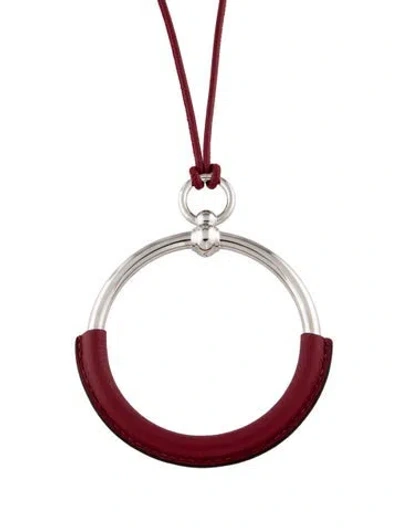 Pre-owned Hermes Leather Loop Pendant Necklace, 15" In Multicolor