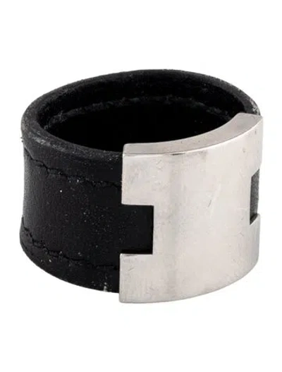 Pre-owned Hermes Leather Lurie Band Ring In Multicolor