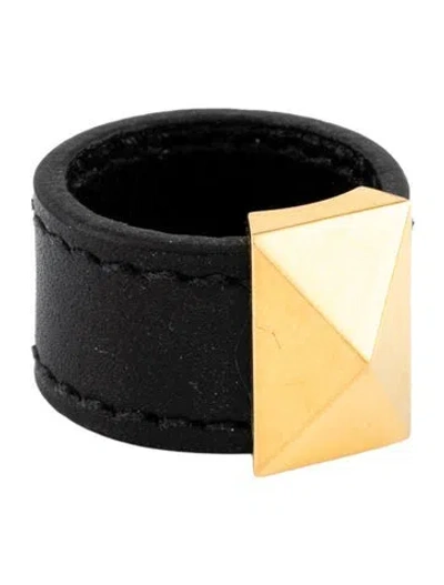 Pre-owned Hermes Leather Medor Square Band Ring In Multi
