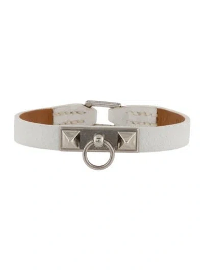 Pre-owned Hermes Leather Micro Rivale Bracelet, 6" In Multicolor
