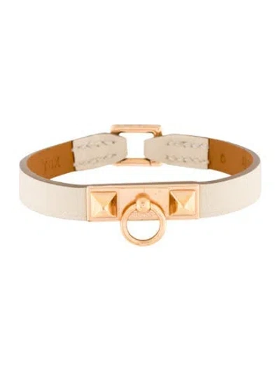 Pre-owned Hermes Leather Micro Rivale Wrap Bracelet In Multi