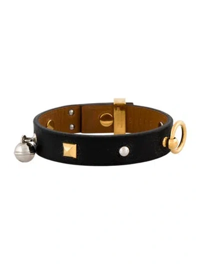 Pre-owned Hermes Leather Mini Dog Mix Bracelet, 5.75" In Black