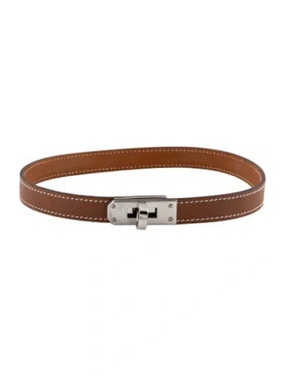 Pre-owned Hermes Leather Mini Kelly Choker, 16" In Brown