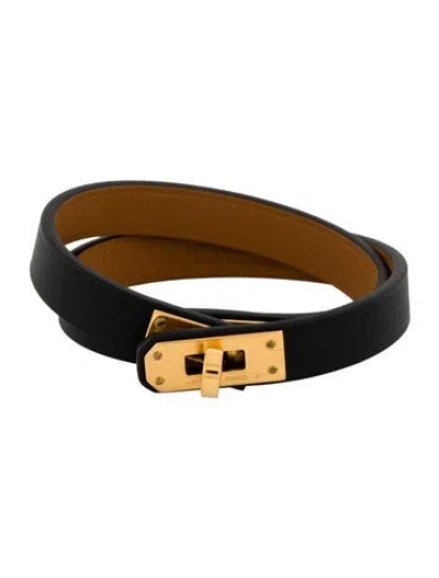 Pre-owned Hermes Leather Mini Kelly Double Tour Bracelet In Multi