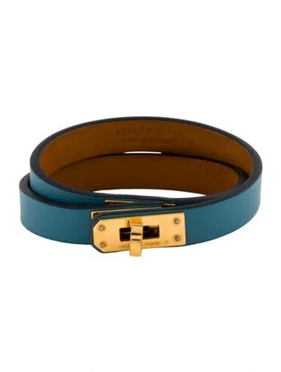 Pre-owned Hermes Leather Mini Kelly Double Tour Bracelet In Multi