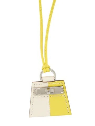 Pre-owned Hermes Leather Mon Petit Kelly Sm Pendant Necklace, 26" In Multi