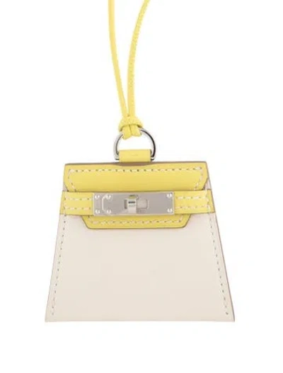 Pre-owned Hermes Leather Monpetitkelly Pendant Necklace, Large Model, 31.5" In Neutrals/yellow