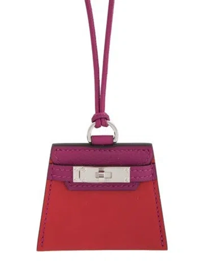 Pre-owned Hermes Leather Monpetitkelly Pendant Necklace, Large Model, 31.5" In Purple/red