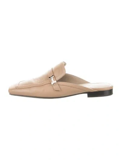 Pre-owned Hermes Leather Mules In Neutrals