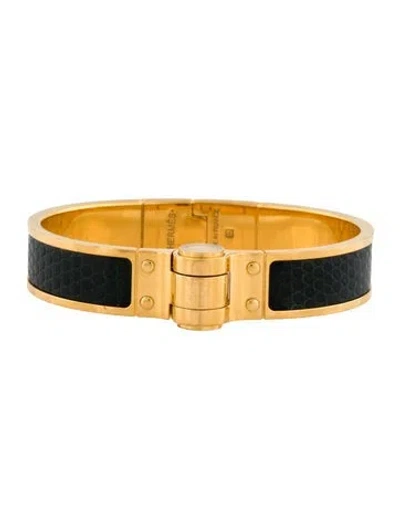 Pre-owned Hermes Leather Narrow Hinged Bangle Bracelet, 6.5" In Multi