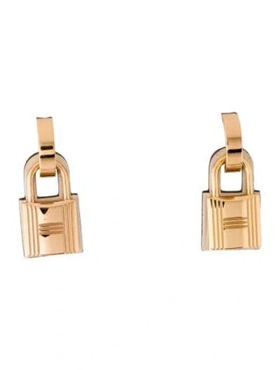 Pre-owned Hermes Leather O'kelly Drop Earrings In White
