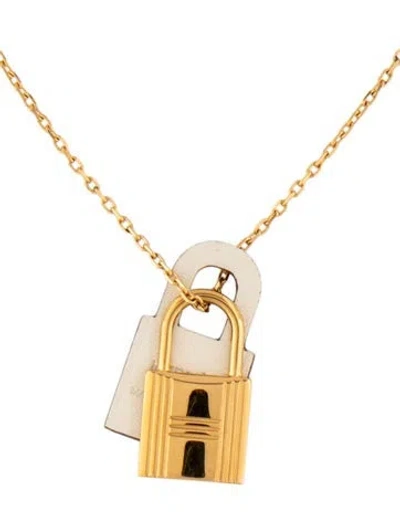 Pre-owned Hermes Leather O'kelly Pendant Necklace, 19.5" In Multicolor