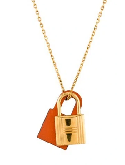 Pre-owned Hermes Leather O'kelly Pendant Necklace, 19.75" In Multicolor