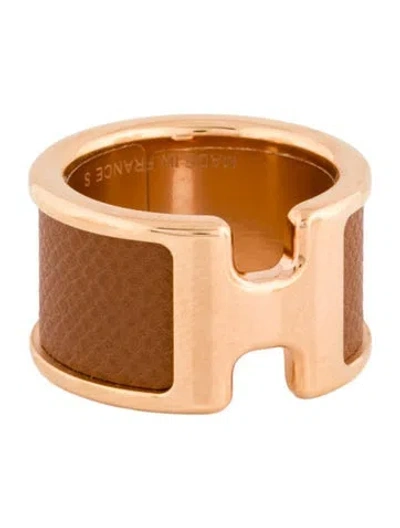 Pre-owned Hermes Leather Olympe Band Ring In Multicolor