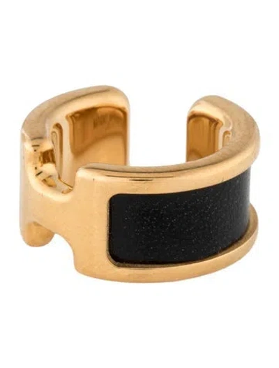 Pre-owned Hermes Leather Olympe Ear Cuff, Small Model In Black