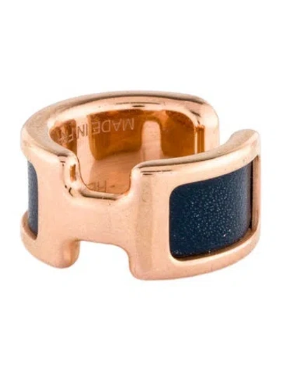 Pre-owned Hermes Leather Olympe Ear Cuff, Small Model In Blue
