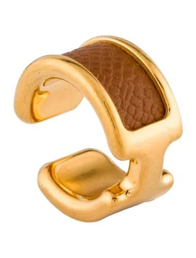 Pre-owned Hermes Leather Olympe Ear Cuff Small Model In Brown