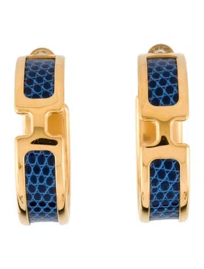 Pre-owned Hermes Leather Olympe Hoop Earrings In Multi