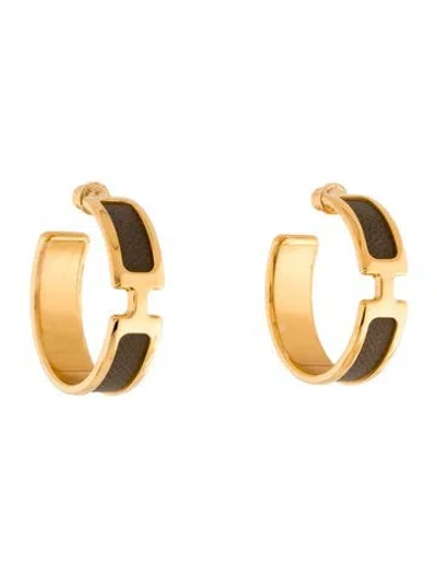 Pre-owned Hermes Leather Olympe Hoop Earrings In Multicolor