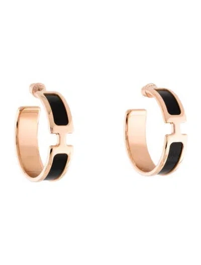 Pre-owned Hermes Leather Olympe Hoop Earrings In Multicolor