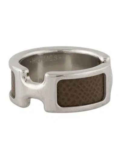 Pre-owned Hermes Leather Olympe Ring, Small Model In Multi
