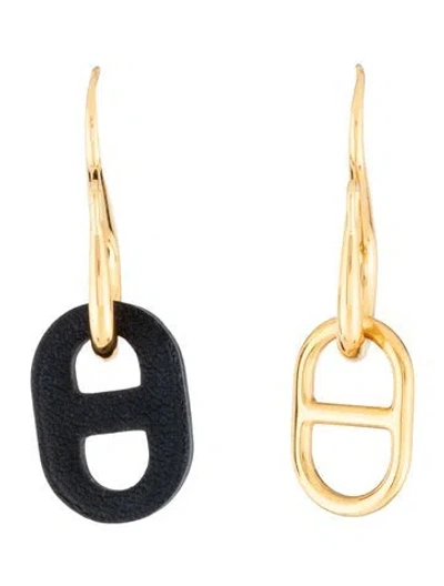 Pre-owned Hermes Leather O'maillon Drop Earrings In Multicolor