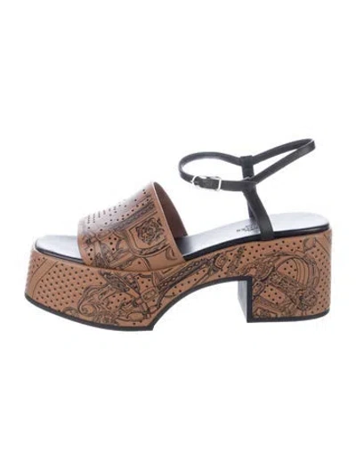 Pre-owned Hermes Leather Paisley Print Sandals In Brown