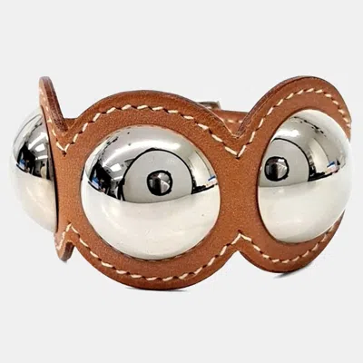 Pre-owned Hermes Hermès Leather Passage Crouthé Bracelet (a) In Multicolor