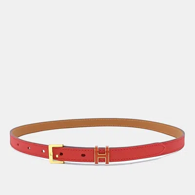 Pre-owned Hermes Hermès Leather Pop H Belt (y) In Red