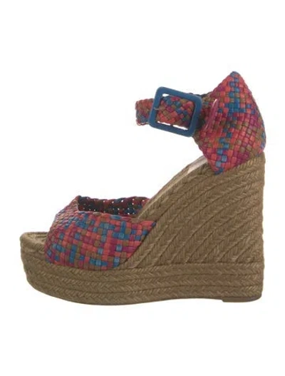 Pre-owned Hermes Leather Printed Espadrilles In Pink