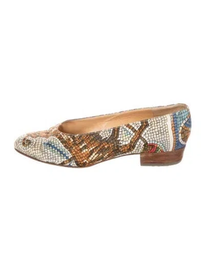 Pre-owned Hermes Leather Printed Flats In Multicolor