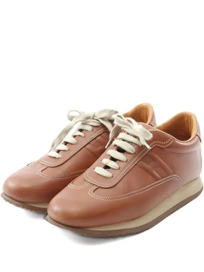 Pre-owned Hermes Leather Quick Sneakers In Brown