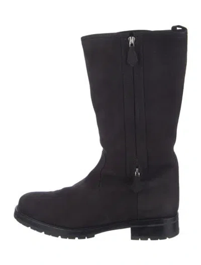 Pre-owned Hermes Leather Rain Boots In Black