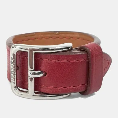 Pre-owned Hermes Leather Red Scarf Ring