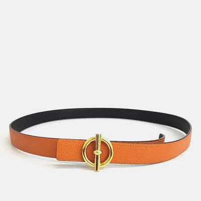 Pre-owned Hermes Hermès Leather Reversible Belt (d) In Multi