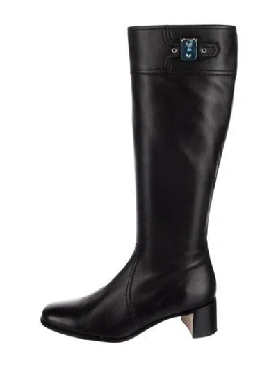 Pre-owned Hermes Leather Riding Boots In Black